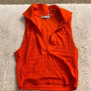 Zara orange funky top, with collar
